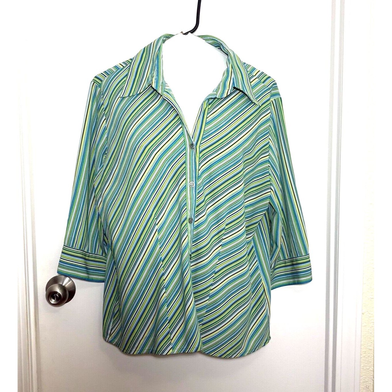 Womens Pxl Apparenza Stretch Button Up Blouse Slimming